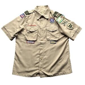 Boy Scouts of America BSA Uniform Shirt Mens Small 941 Recruiter Patches